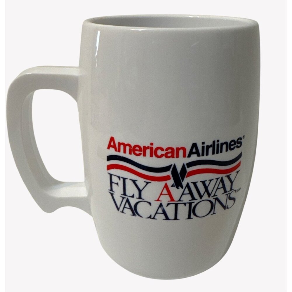 American Airlines Fly AAWay Vacations Coffee Mug White Red Blue FAV‎ Sabre